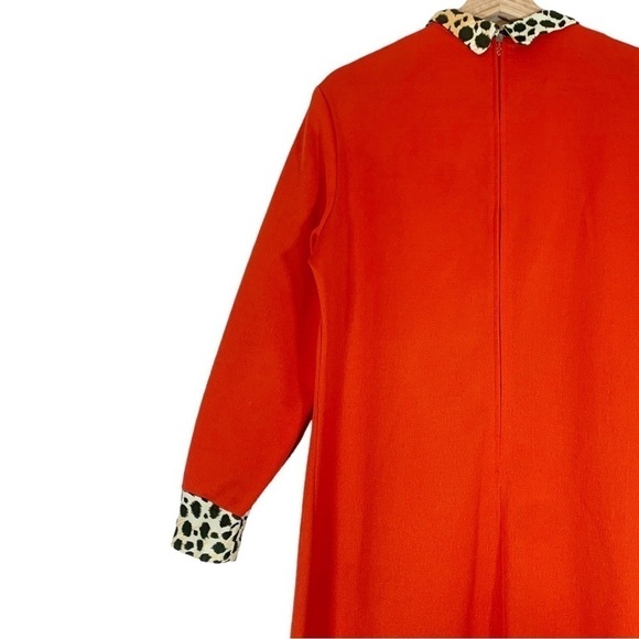 Vintage Unbranded Retro Rockabilly Midi Dress Size Large Red Animal Print - Picture 9 of 10